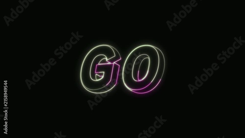  Go Neon Text Seamless Loop 4K with Black Background Animated Promotional Typography for Video Editing