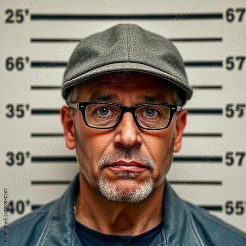 Police Mugshot man in glasses