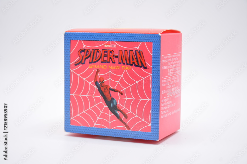 Fototapeta premium Mcdonalds spider man brand new day happy meal toy box in Manila, Philippines