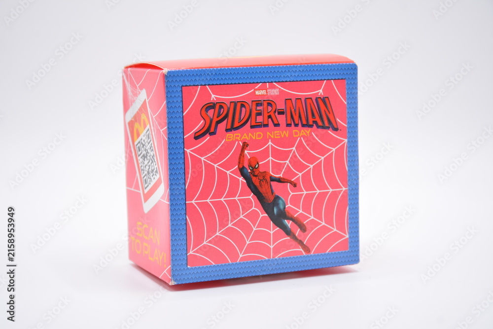 Fototapeta premium Mcdonalds spider man brand new day happy meal toy box in Manila, Philippines