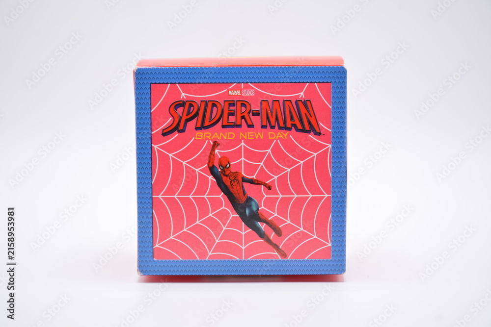 Fototapeta premium Mcdonalds spider man brand new day happy meal toy box in Manila, Philippines