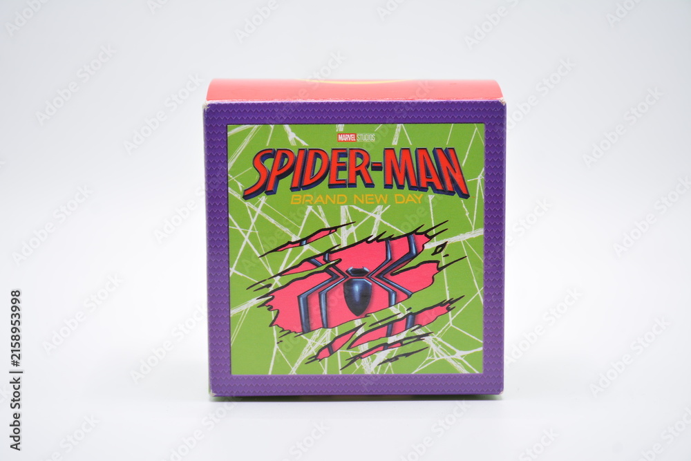 Fototapeta premium Mcdonalds spider man brand new day happy meal toy box in Manila, Philippines