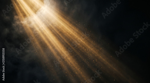 Golden Sunlight Rays Through Dark Atmospheric Background