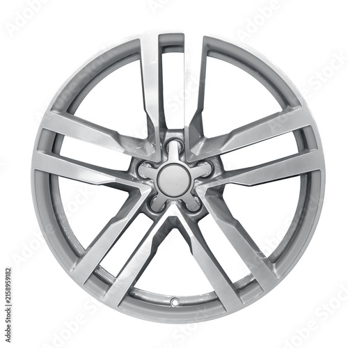 Car wheel , alloy wheel side view isolated on a white background.