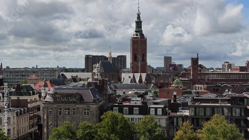 Panning Shot Over Urban Architecture and Streets