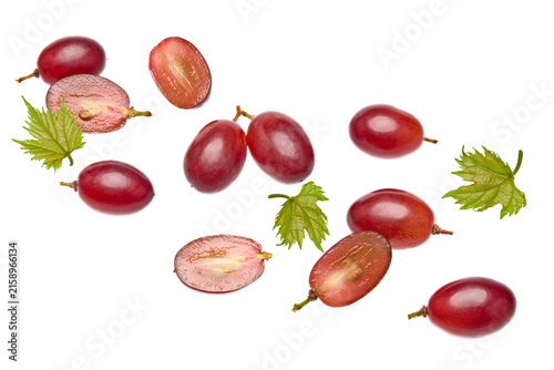 red grapes berries isolated on white background. clipping path