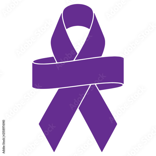 A purple awareness ribbon symbol isolated on a white background, representing support for cancer, domestic and epilepsy causes