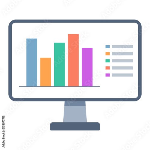Computer monitor displaying an upward financial bar chart with a dollar symbol and increasing values representing business growth, revenue, and financial performance.