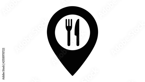 Find nearby dining options easily with this simple yet effective location icon featuring fork and knife symbols for restaurants cafes eateries food trucks and more