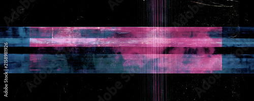 Abstract Digital Glitch Art with Vibrant Pink and Blue Data Corruption on a Dark Background