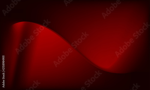 Abstract dark red background with smooth wave and gradient light