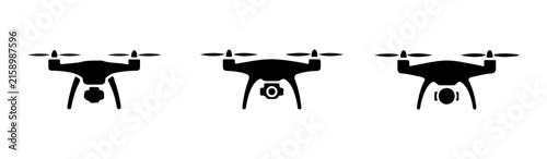 Bild auf Leinwand Professional camera drone vector graphics with gimbal stabilizers and landing struts for cinematic capture