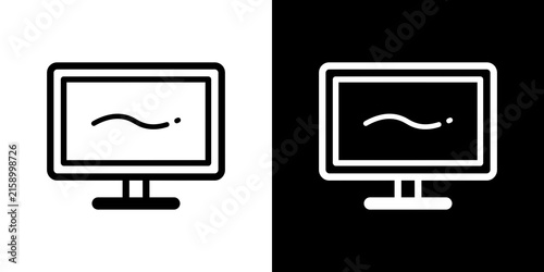 Minimalist of a person sitting at a desk with a laptop, isolated on black background, minimalist person sitting, at desk