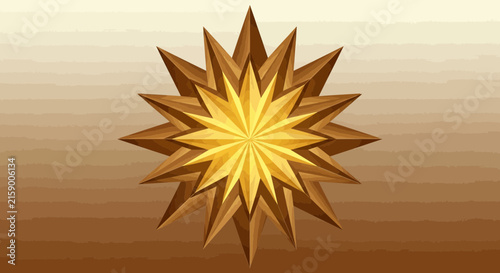A golden star shape is centered on a soft gradient background