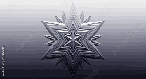 A metallic star shape floats against a soft gradient background