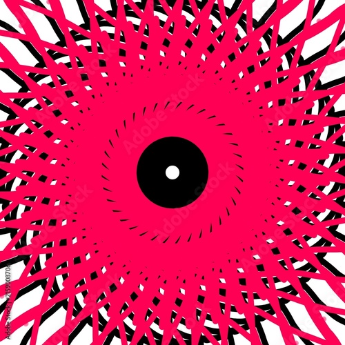 Fotografie Abstract Pink Black Radial Geometric Pattern