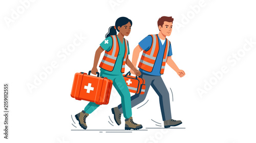 Принти на полотні First responders rushing to provide emergency medical assistance.