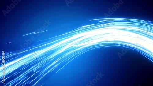 Abstract Blue Light Trails Motion Graphic for Fiber Optic Data Stream and High Speed Network Concept