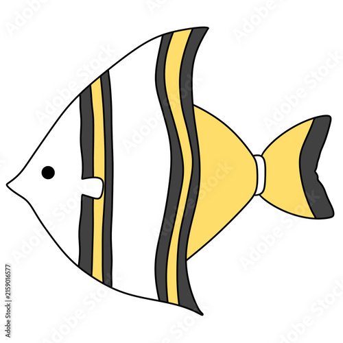 Canvastavla Cartoon fish swims gracefully sideways