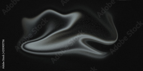 Abstract flowing liquid wave shape with monochrome grey and black gradient.