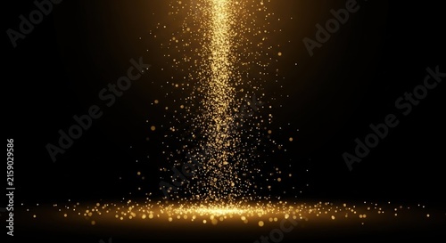 Enchanting golden particles drift gracefully upwards in a deep black void, creating a magical cinematic background with soft bokeh effects, cinematic, luxury, dream