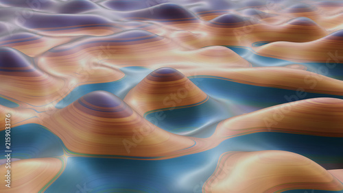 Soft Blue and Peach 3D Gradient Waves Abstract Background