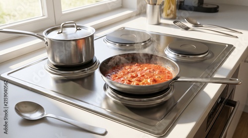 On the Back Burner Concept, a Covered Cold Pan Pushed to the Rear Ring of a Hob