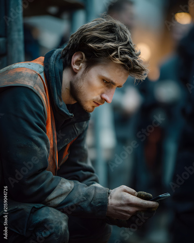 A tired gig worker checks daily earnings on a smartphone