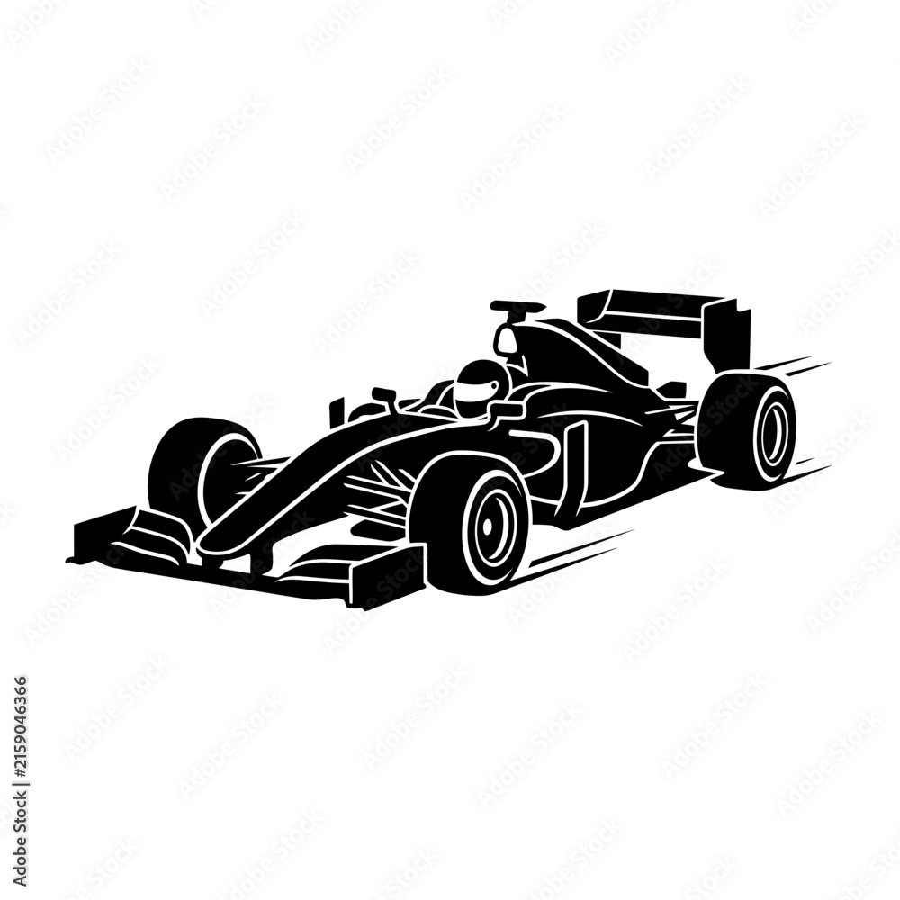 Fototapeta premium Formula 1 race car silhouette perspective.