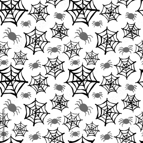 Halloween Spider Web Seamless Pattern, Background