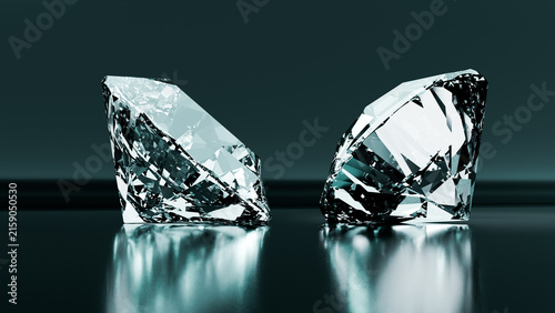 фотографія Two diamonds reflecting on dark surface exhibiting luxury and preciousness