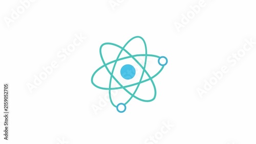 Animated Atom Orbiting Electrons Line Art Vector Icon Motion Graphic