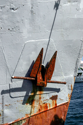 A rusty Anchor on an old boat in the Bahama Islands