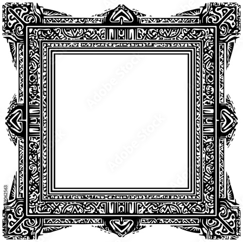 Intricate polynesian patterned square frame with geometric designs with inspired geometric patterns adorned intricate illustration decoration