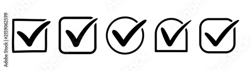 Check mark icons set on transparent background, symbol for web and app, modern check mark sign.