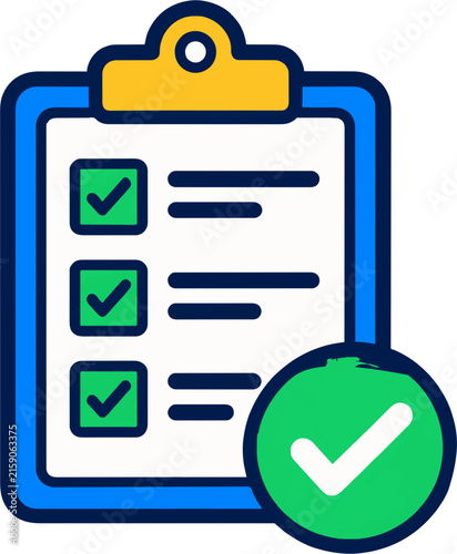 Clipboard checklist, study and Korean college entrance exam (Suneung) concept, flat vector illustration isolated on white background