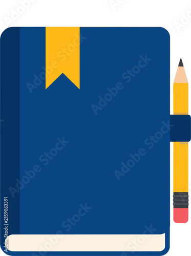 Notebook with pencil, study and Korean college entrance exam (Suneung) concept, flat vector illustration isolated on white background