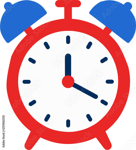 Alarm clock, study and Korean college entrance exam (Suneung) concept, flat vector illustration isolated on white background