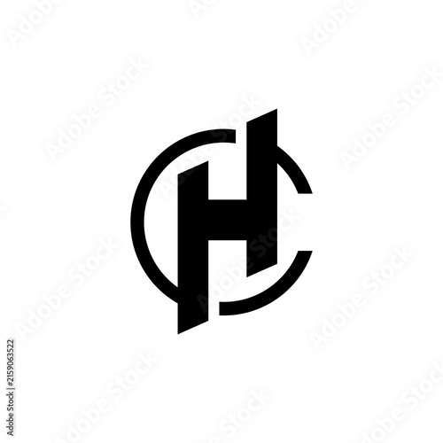 Modern Letter CH or HC Monogram Logo Design Vector Minimal Geometric Circle Initial Brand Identity Symbol for Corporate Business Technology Creative Company