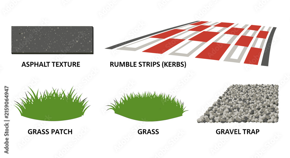 Fototapeta premium Race Track Surface Elements and Textures Vector Set