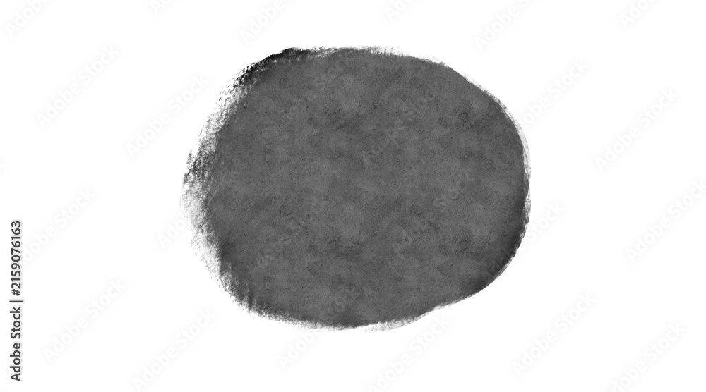 Fototapeta premium Dark gray ink smudge texture with abstract charcoal round paint patch watercolor design