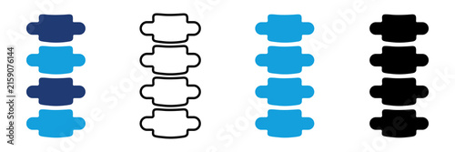 Multicolor Vertebrae Icon Set with Filled and Outline Styles for Human Anatomy Spine Healthcare Medical Skeletal System Orthopedic Care and Clinical Education Isolated on Transparent Background
