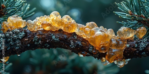 pine twig mends injury using resin