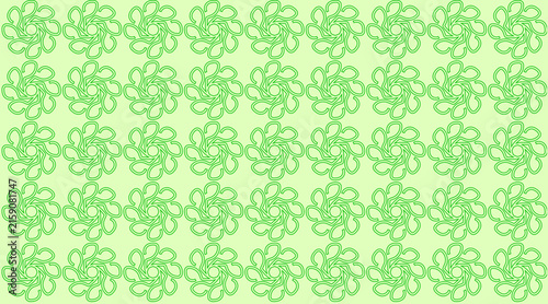 Green flower seamless pattern. Sweet pea repeating motif. Light green background. Floral graphic design. Wallpaper element.