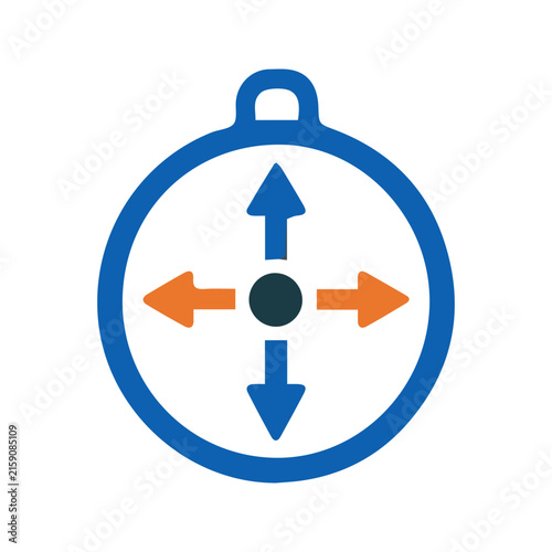 Minimalist vector icon of a compass with directional arrows pointing in four directions.