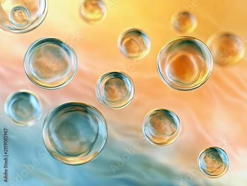 Colorful Bubbles Suspended in Air with Soft Gradient Background