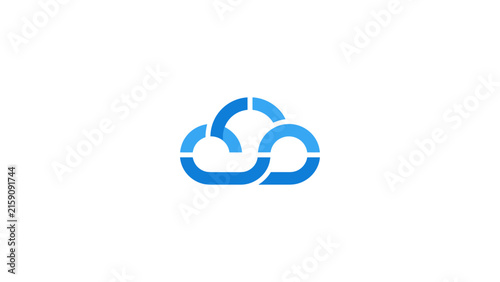 Blue cloud computing networking icon.