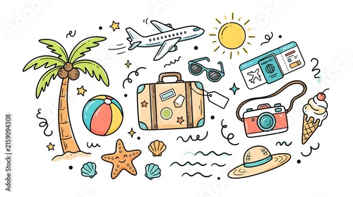 travel icons set