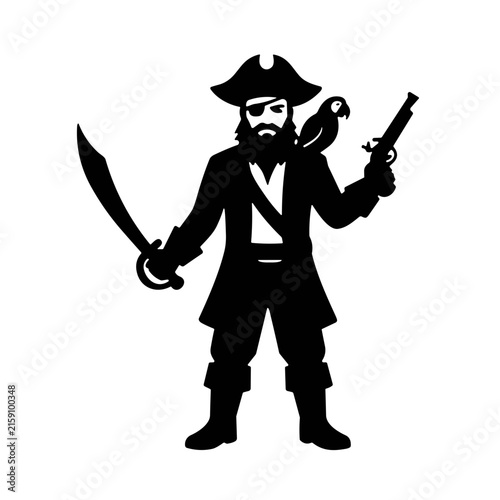 icon silhouette pirate captain vector illustration