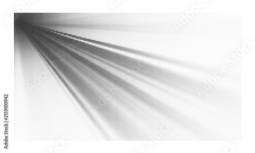 Abstract halftone pattern design with radiating light rays and dot matrix texture